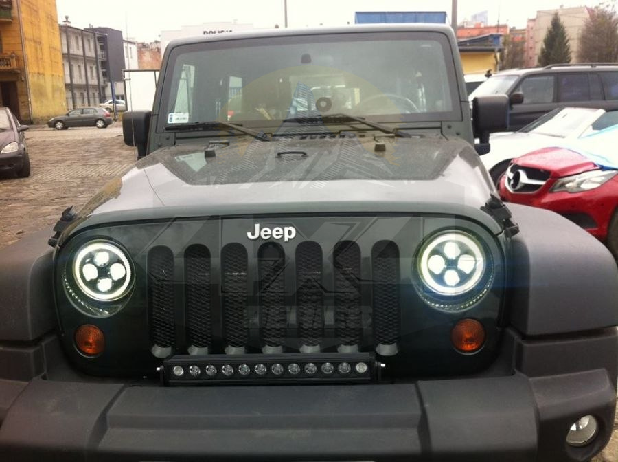 Reflektory LED Jeep Wrangler JK - HOMOLOGACJA E8
