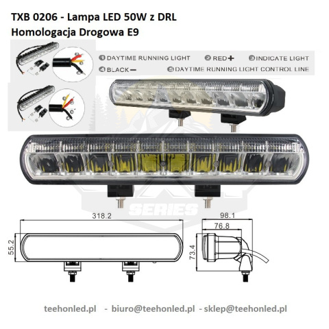 Lampa drogowa 50W + światło postojowe - TXB 0206 SP Lampa drogowa 50W + światło postojowe - TXB 0206 SP